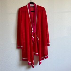 Misook Red and Pink Knit Cardigan Sz XL